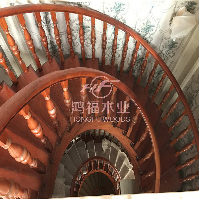 全屋供应红橡实木旋转楼梯 复式阁楼别墅整梯  成都楼梯扶手加工