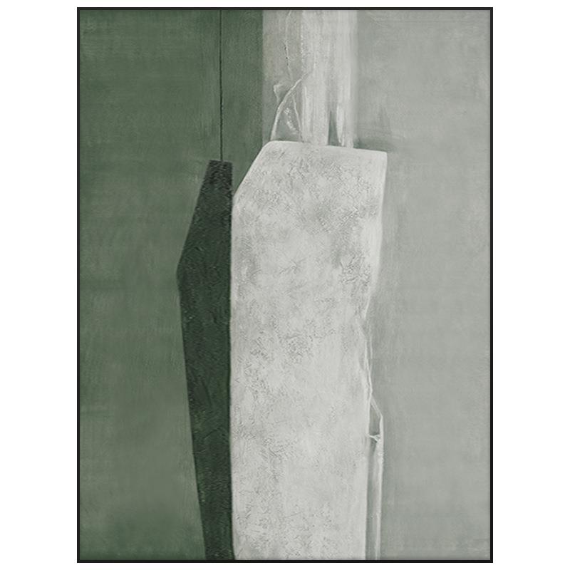 纯手绘油画《绿色音符》客厅装饰画玄关挂画竖版抽象画现代简约画