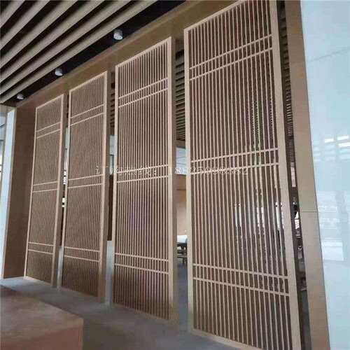 定制铝合金窗花室内隔断铝屏风彷木纹铝花格定做氟碳烤漆铝格栅