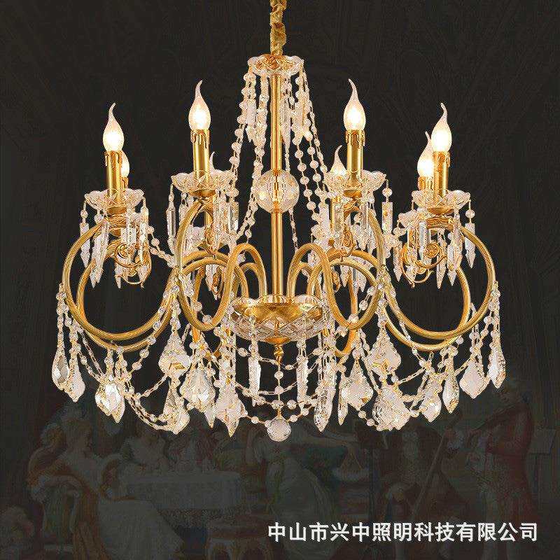 法式全铜复古大气吊灯客厅餐厅书房卧室欧式轻奢水晶灯具温馨浪漫