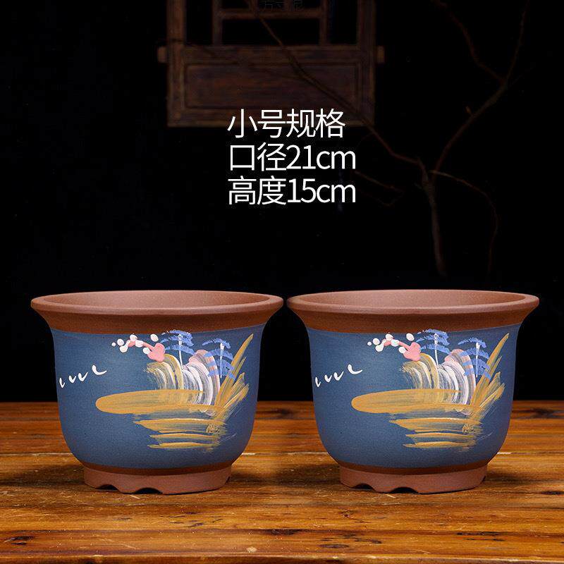 花盆砂兰花盆绿紫萝厂家直供盆盆景盆大号圆形花盆古典京特中花盆