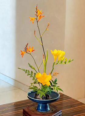 花插碗陶瓷插花器花瓶水培花器客厅桌面小花盆摆件高级氛围感装饰