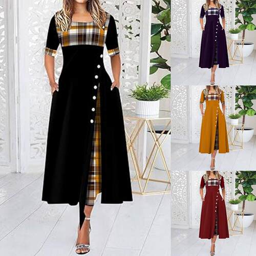 Women's long skirt with mid sleeves, new long dress in