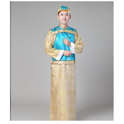 新款清朝古装阿哥贝勒王爷子服装满太少爷员外唐装族演服出年会主
