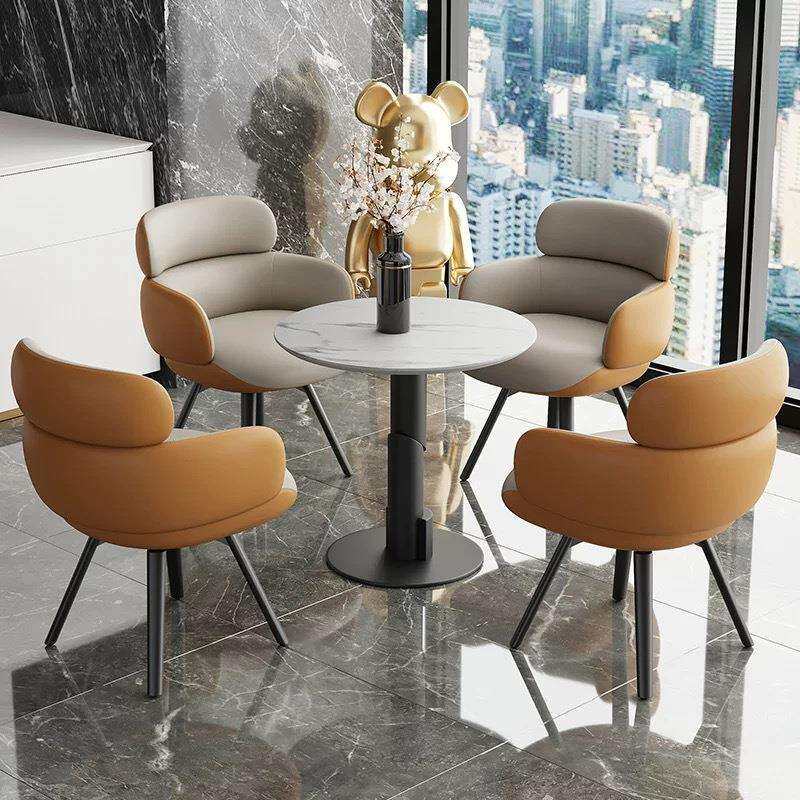 现代简约餐椅旋转休闲椅棋牌室沙发椅单人酒店大堂洽谈接待休闲椅