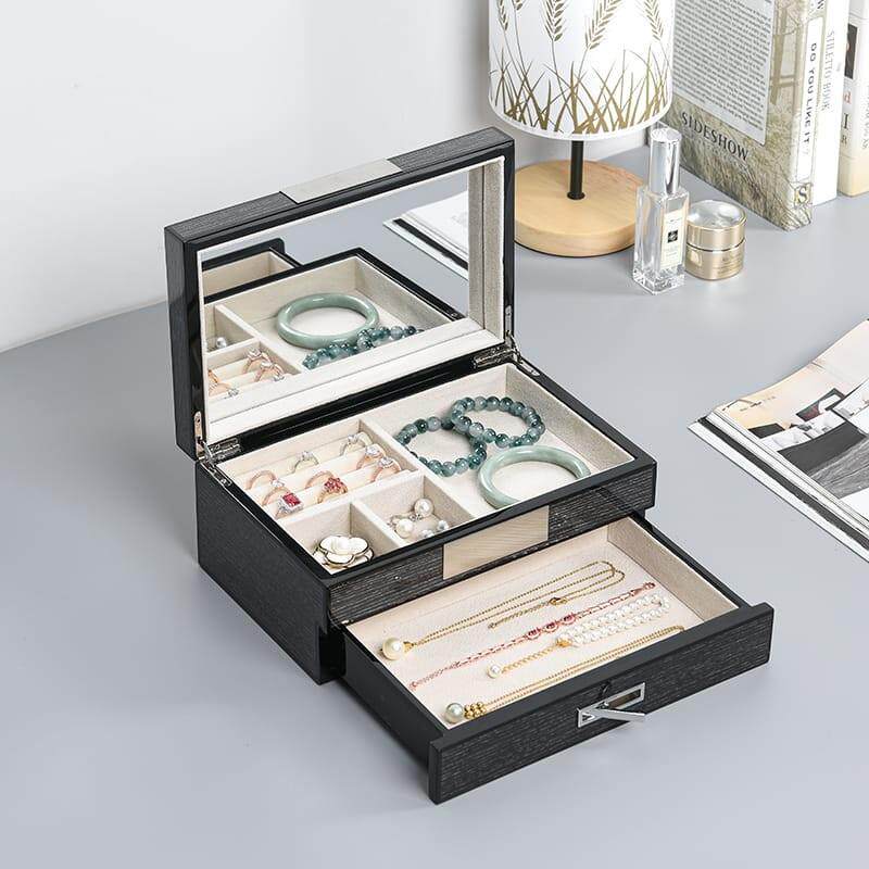 正品多拉奇饰收纳盒首钢琴烤防漆多层大容量氧化戒指耳饰项炼手表