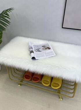 长毛绒换鞋凳垫子仿羊毛鞋柜垫家用门口坐凳卡座垫进门穿鞋凳毯子