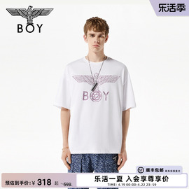 boylondon夏季男女同款烫钻字母老鹰印花高街时尚圆领t恤n01917