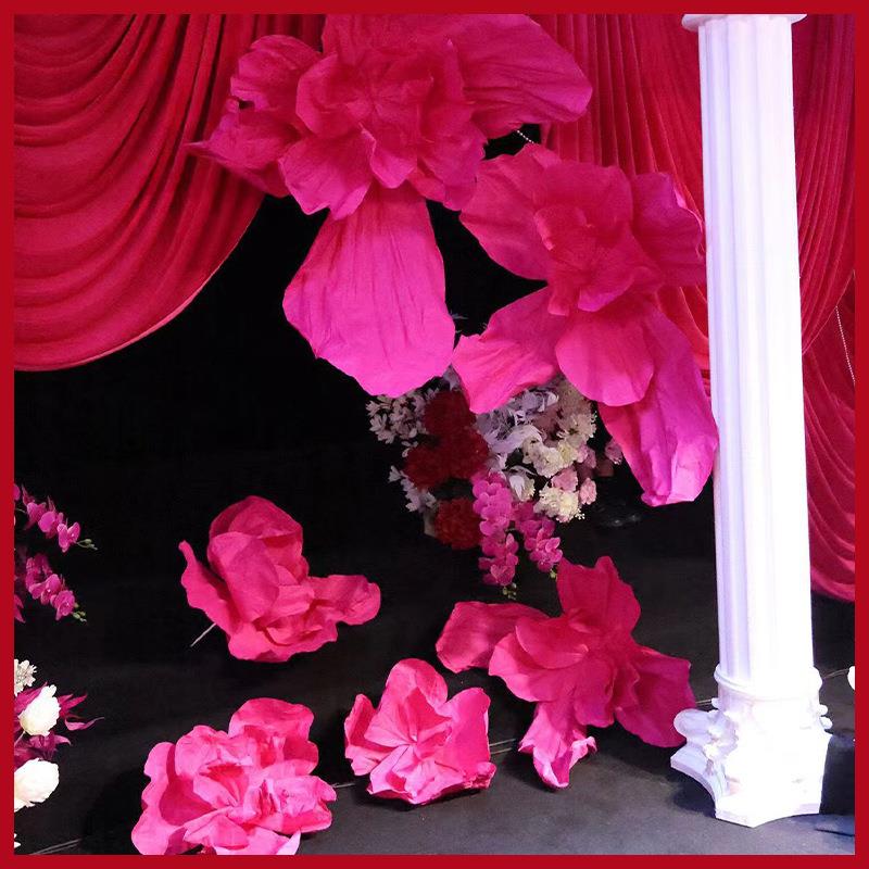 巨型纸艺花美塑花婚庆大型装饰道具花手工褶纹纸艺花橱窗婚庆路引
