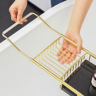 泡多功能浴缸架生间置物架大理石防卫滑伸收纳架沐847浴缩台澡支