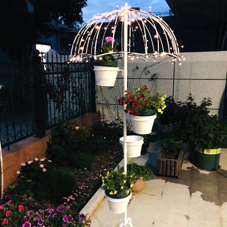 阳台花店装饰件美式架铁家居创意雨艺伞花摆落地植物花雨伞花架架