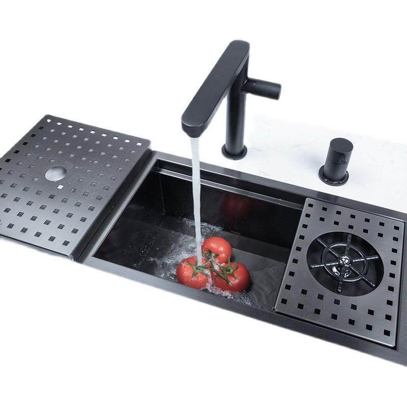 新款洗杯器水槽手工加厚带盖板吧台盆咖啡店茶水间304不锈钢水槽