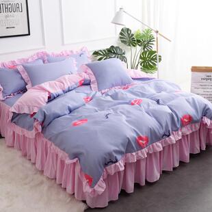 床品 高档秋小碎花床裙四件床单被磨套床上套学生宿舍三3件套毛季