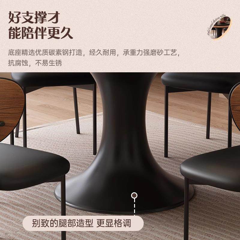 法式复古全实木餐桌椅组合家用北欧小户型圆形饭桌实木中古风家具
