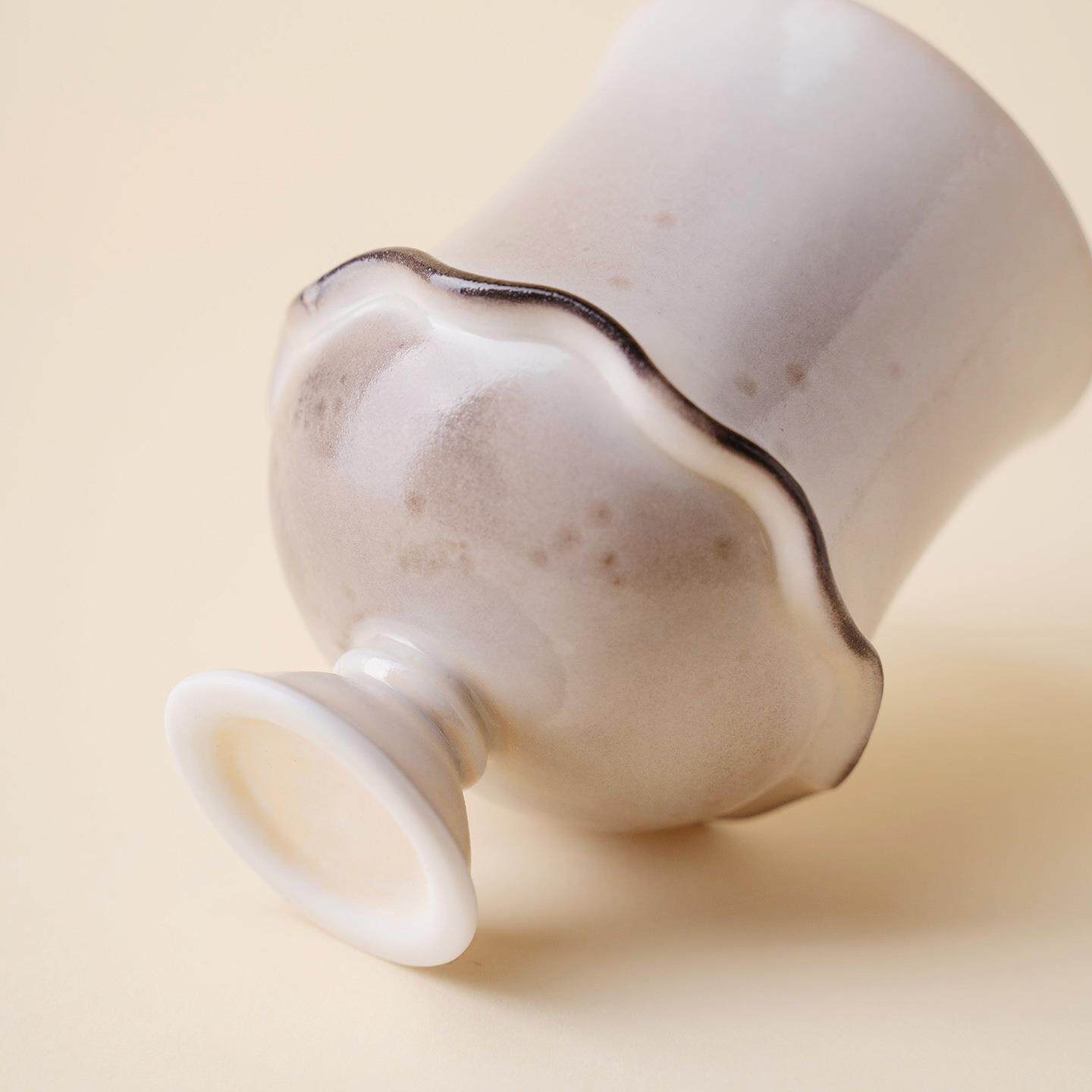 宜室茶话白志野窑变高颜值拉花咖啡杯小众复古陶瓷茶杯主人杯子