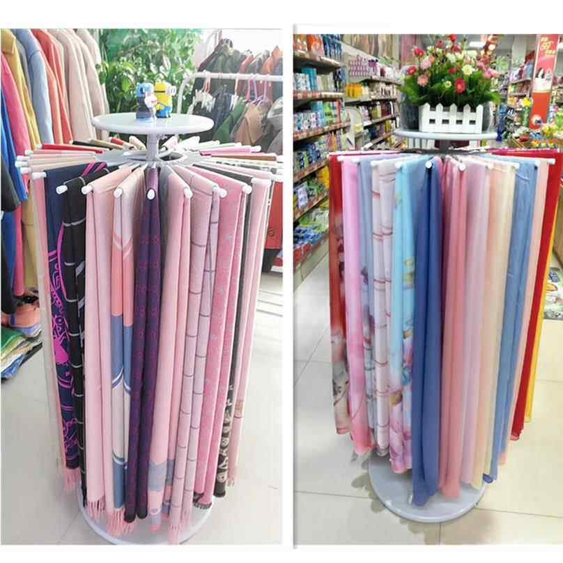 铁艺围巾架子丝巾展示架落地式服装店挂布料披肩陈列货架圆形旋转