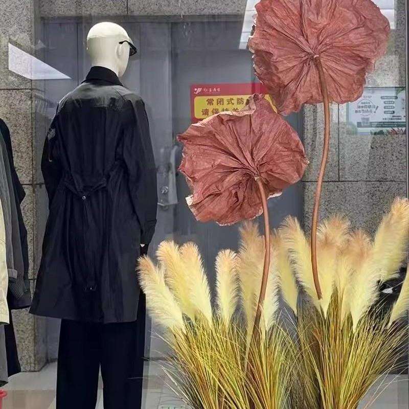 氛围装饰橱窗纸艺荷叶服装店布置秋冬陈列陈列道具主题秋季芦苇荡