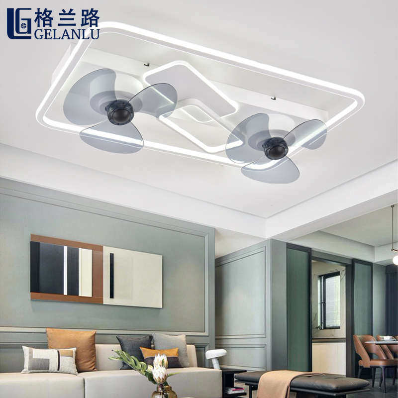 北欧摇头吊扇灯2024新款客厅吸顶一体吊灯餐厅厨房电灯电风扇灯扇