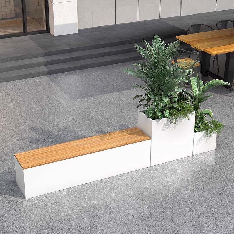 户外金属坐凳花箱商场花池室外座椅组合花坛铁艺金属花槽隔断花架