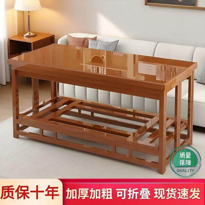 烤火桌子1.2米取暖桌家用长方形折叠冬季楠竹烤火架实木餐桌1.5米