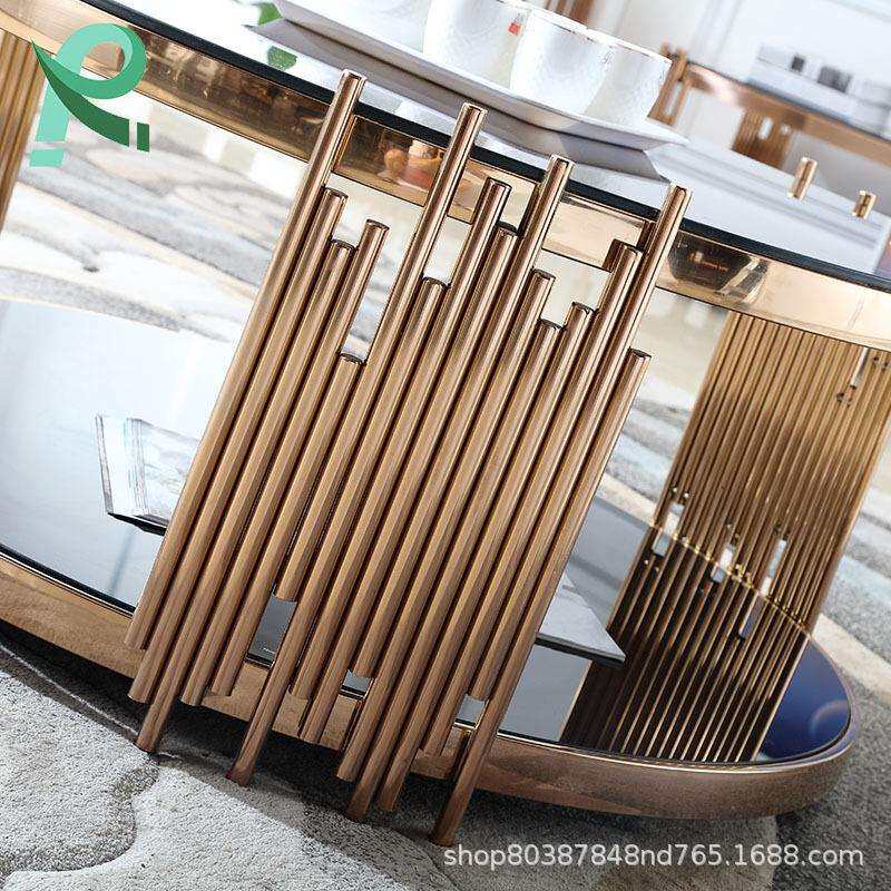 住宅简易五金玻璃面茶几创意不锈钢钢化玻璃客厅家具不锈钢茶几