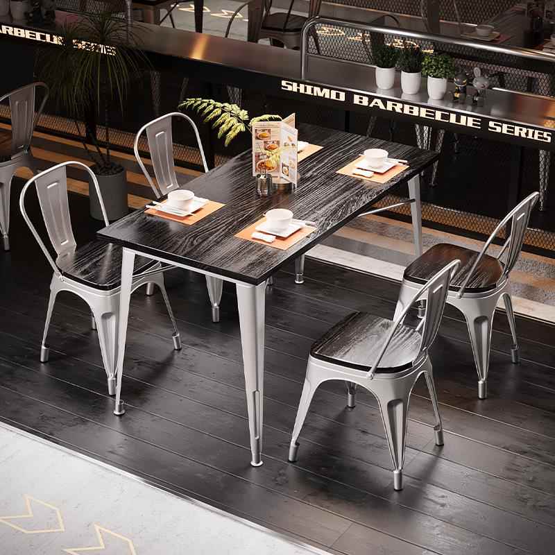 新款直销工业风餐桌椅组合奶茶店咖啡厅烧烤店酒吧清吧美式复古铁