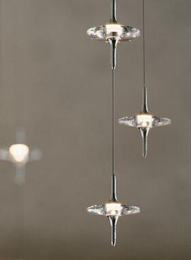 美式复古铬色水晶吊灯复试楼梯挑空简约餐厅轻奢法式床头卧室小吊