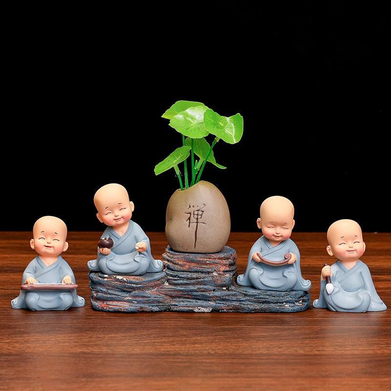 禅意小和尚摆件可爱小和尚茶宠茶桌盆景配件装饰摆件玄关酒柜装饰