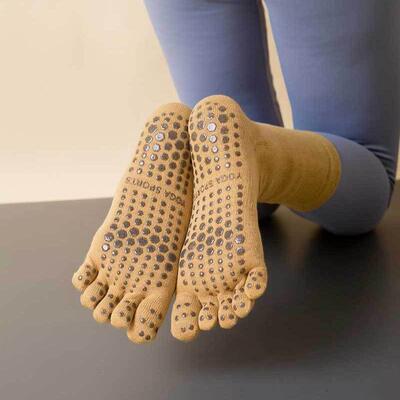 Double tube socks, cotton anti slip silicone five toe