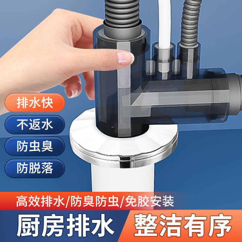 下水管防返臭神器厨房下水道反味封口盖洗衣机洗手盆排水管密封塞