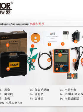 胜利绝缘欧表vc3126电阻绝缘测试仪电阻vc3128/兆数字15kv高压表