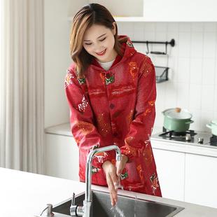 围裙工作服家用厨房2022新款 冬季 防水加绒加厚罩衣女大人防油长袖