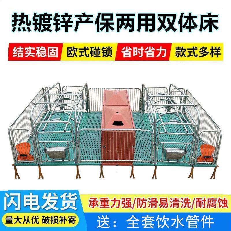 双体母猪产床保育床一体产保两用床产房养殖猪用热镀锌双体分娩床