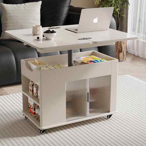 实木客厅沙发边几可移动升降折叠茶几边柜旋转小推车角几花架置物