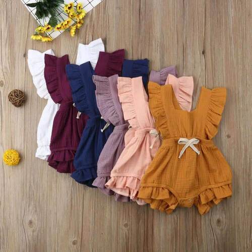 born Baby Girls Ruffle One-Pieces Romper Jumpsuit Outfits Su