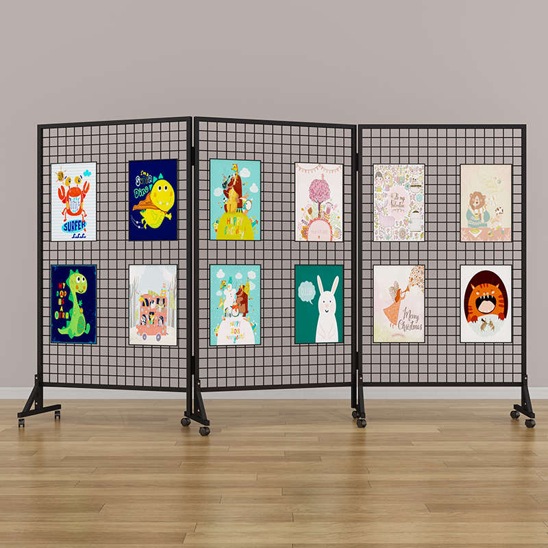 折叠网格展示架画展画室幼儿园作品展示架移动展览架美术展示批发