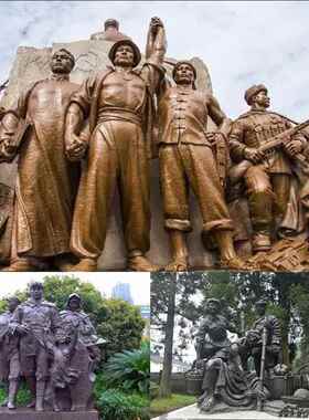 玻璃钢铸铜红军人物雕塑仿铜户外景观园林校园雕像落地摆件厂家
