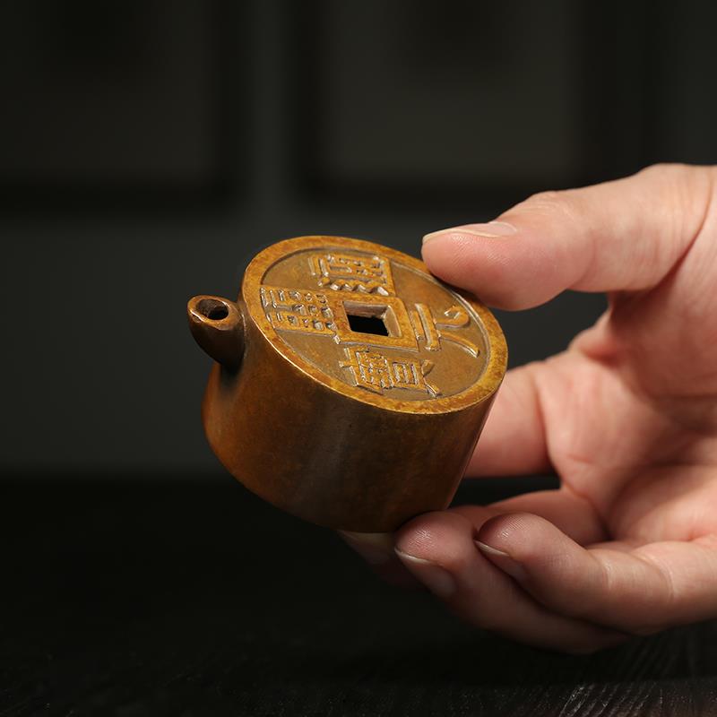 正品青铜器通宝砚滴 水砚件台水磨墨滴水文加房四宝小摆赠礼品滴