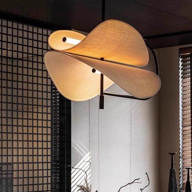 新中式创意样板间客厅艺术灯侘寂风吊灯酒店民宿餐厅包间布艺吊灯