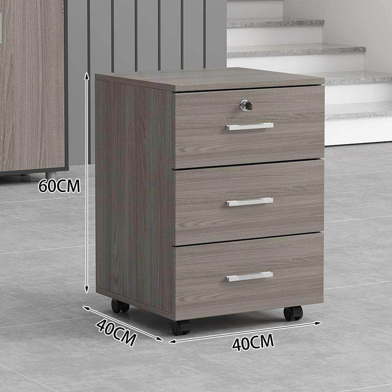 办公室桌下柜木质文件柜带锁收纳储物柜带轮可移动矮柜抽屉式小柜