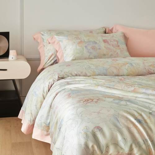 夏季a类母婴级冰丝床品四件套裸睡凉感被套轻奢高档水洗真丝床单4