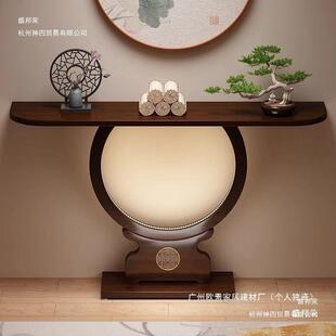 玄关台轻奢条中玄关置物台新式 供桌案入户正AL对门半圆过道端景柜