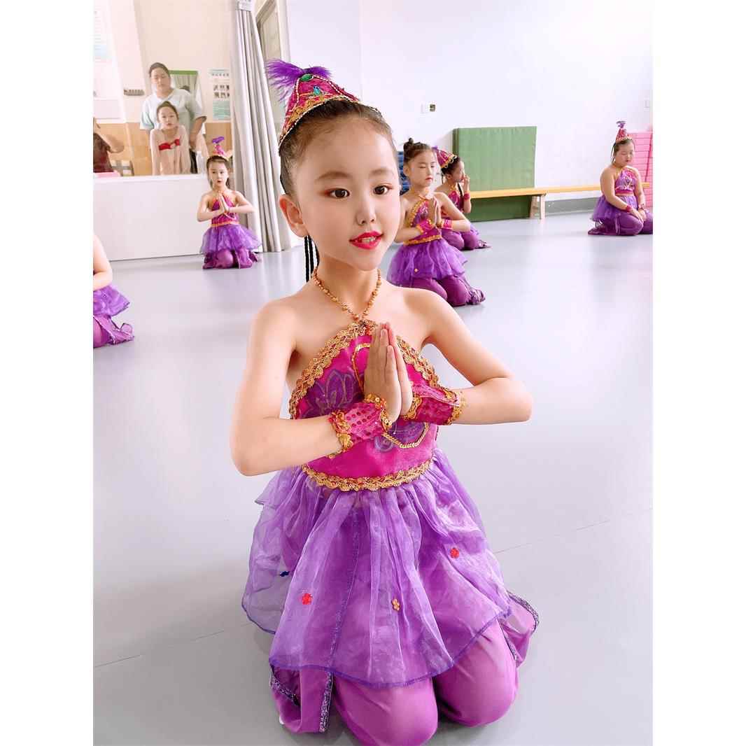 正品西夏娃演出服抖音鼓同款紫金蹈儿童演出服元旦新疆尔维吾族舞