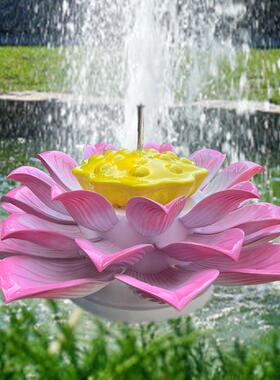 玻璃纤维荷花彷真树脂流水喷泉室内室外彩绘莲花荷花摆件商场美陈