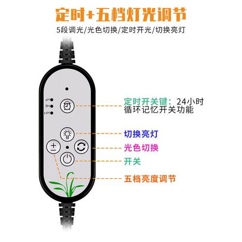 亚马逊LED植物补光灯调光定时全光谱生长灯盆栽种植育苗灯遥控KJ