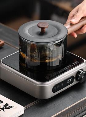 新款黑晶炉玻壶煮茶壶套高硼硅璃侧把加厚QNS组耐高温煮茶器围炉