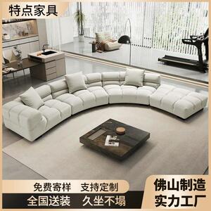 意式极简风米兰展像素沙发大平层别墅弧形多人位泡芙布艺沙发