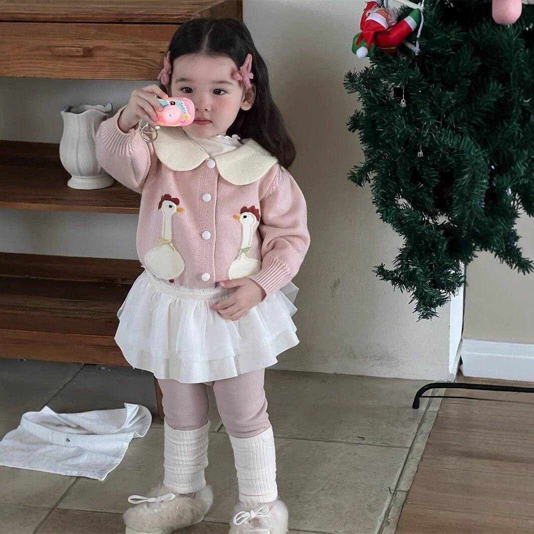 儿童冬季加厚衣服宝宝秋冬装韩版童装女童毛衣加绒打底裤套装