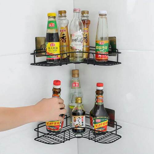 2PCS Non Perforated Bathroom, Bathroom, Triangle Shelf, Wall