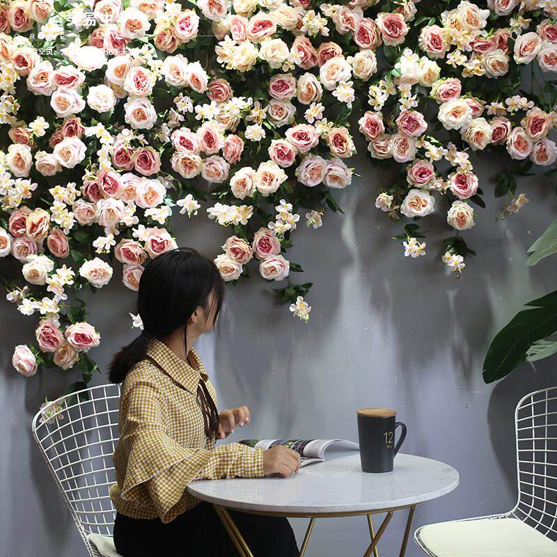 仿真藤蔓藤条玫瑰花空调管装饰遮挡美观假花藤条花藤挂墙树藤树叶